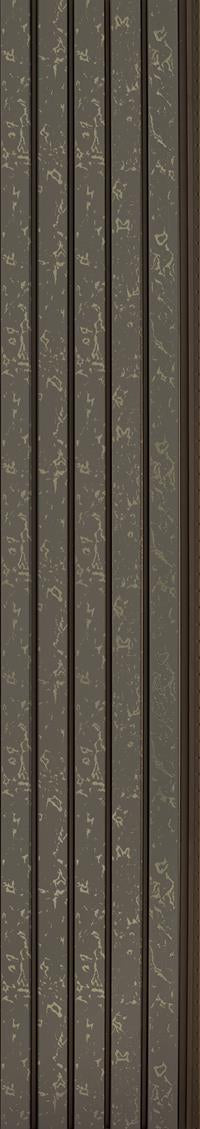 Wood tone marble pattern louver panel with textured finish and vertical slats showing beige veining on dark brown background