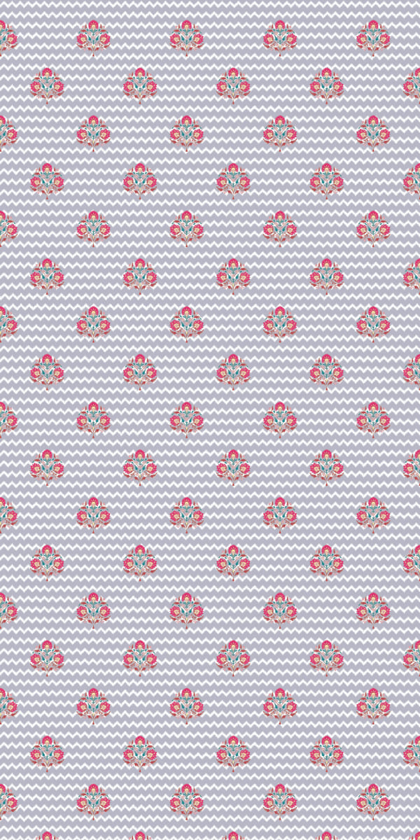 Taranga Pushpam Grey Patterned Linen Laminate