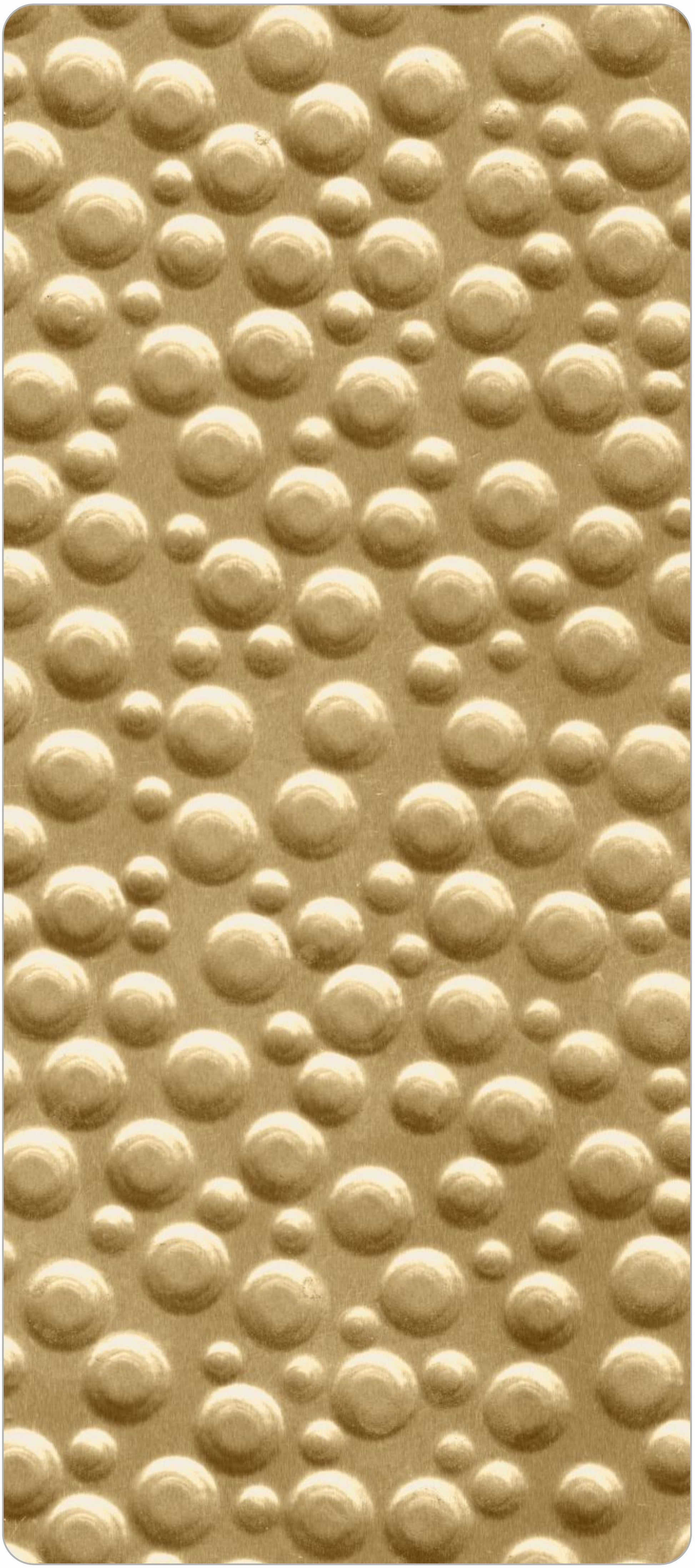 Gold metallic laminate with glossy finish and raised circular pattern.