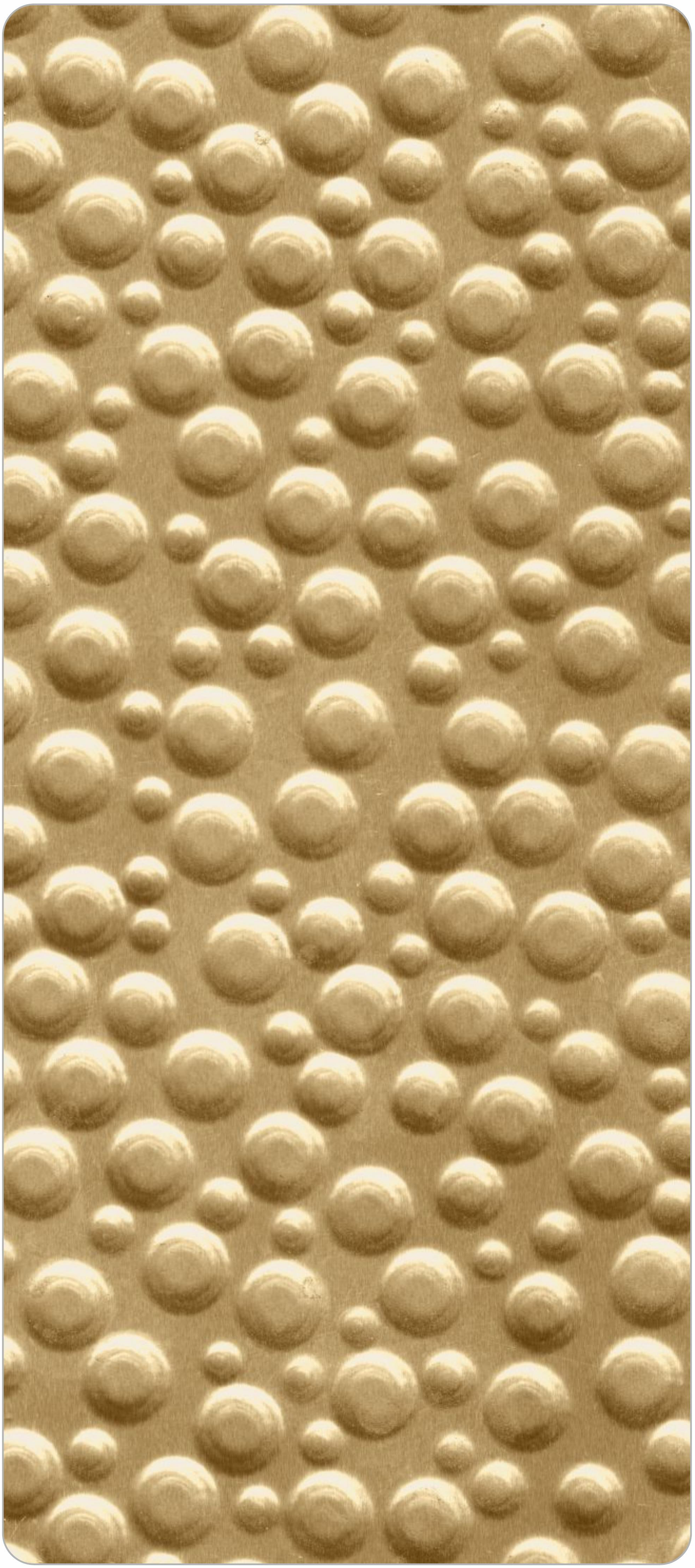 Gold metallic laminate with glossy finish and raised circular pattern.