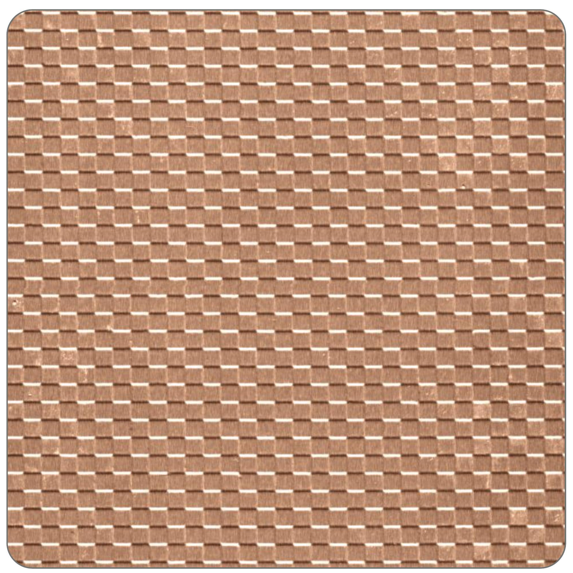 Brown matte laminate with a woven cane pattern and textured surface.