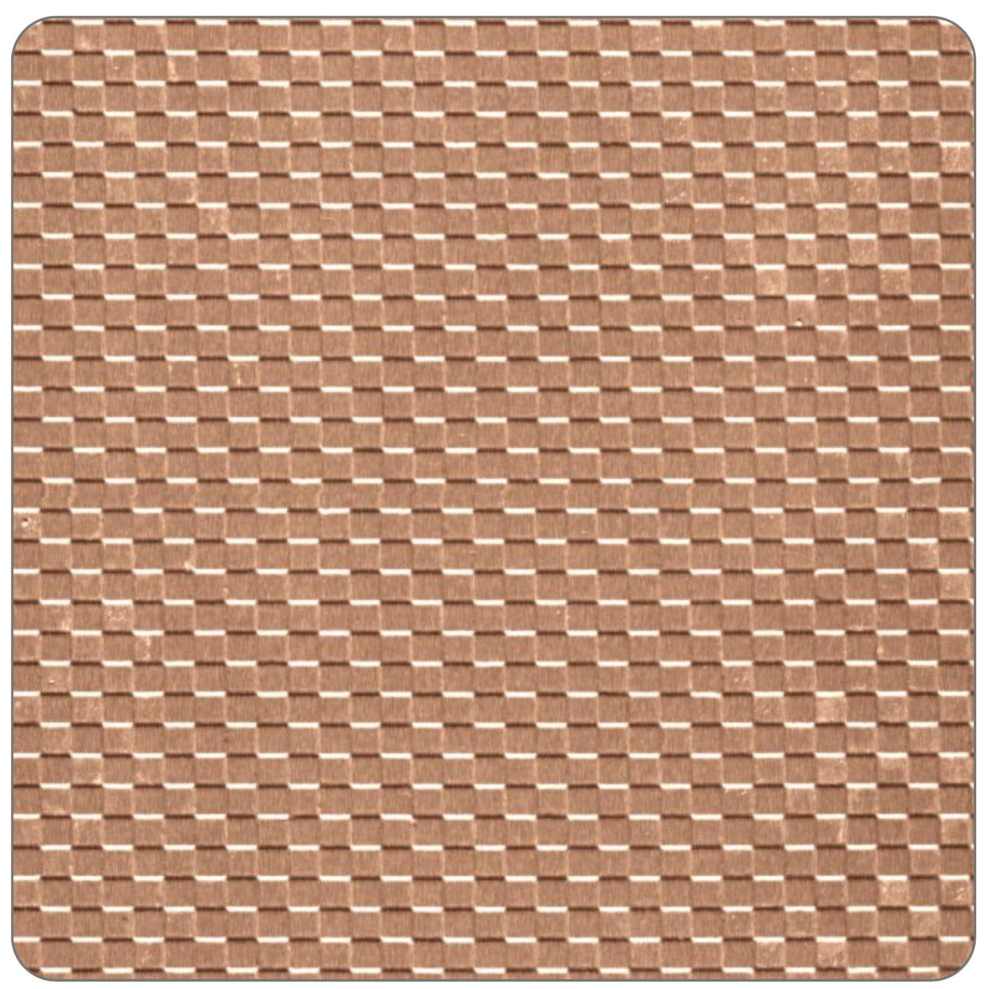Brown matte laminate with a woven cane pattern and textured surface.