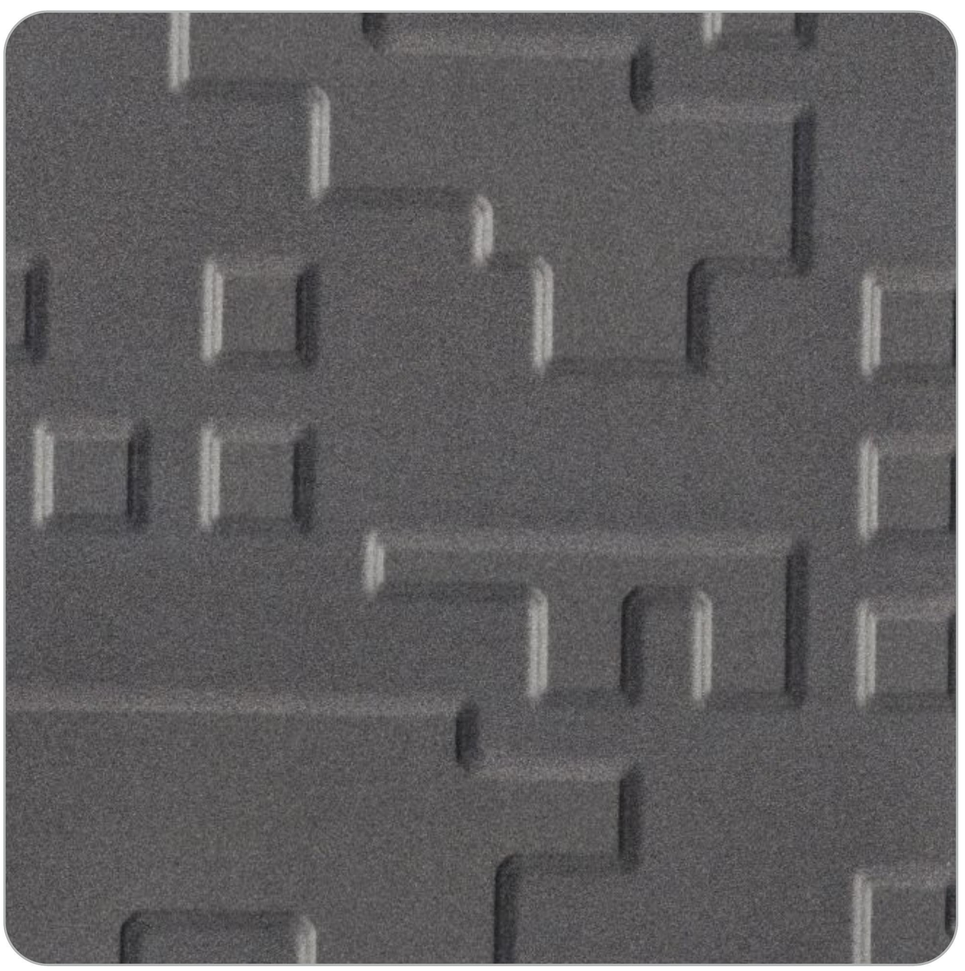 Grey laminate with textured geometric pattern and embossed design.