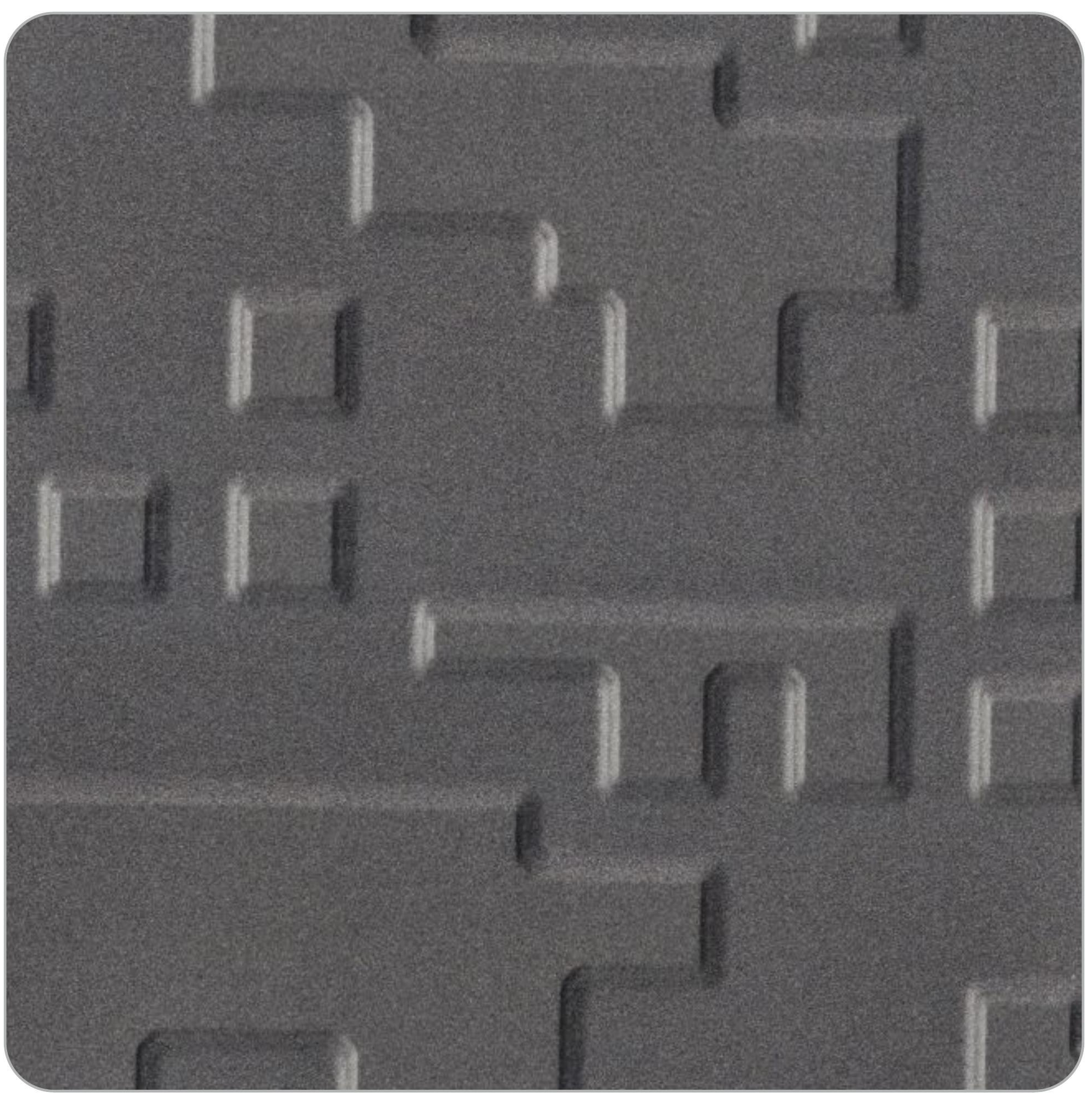 Grey laminate with textured geometric pattern and embossed design.