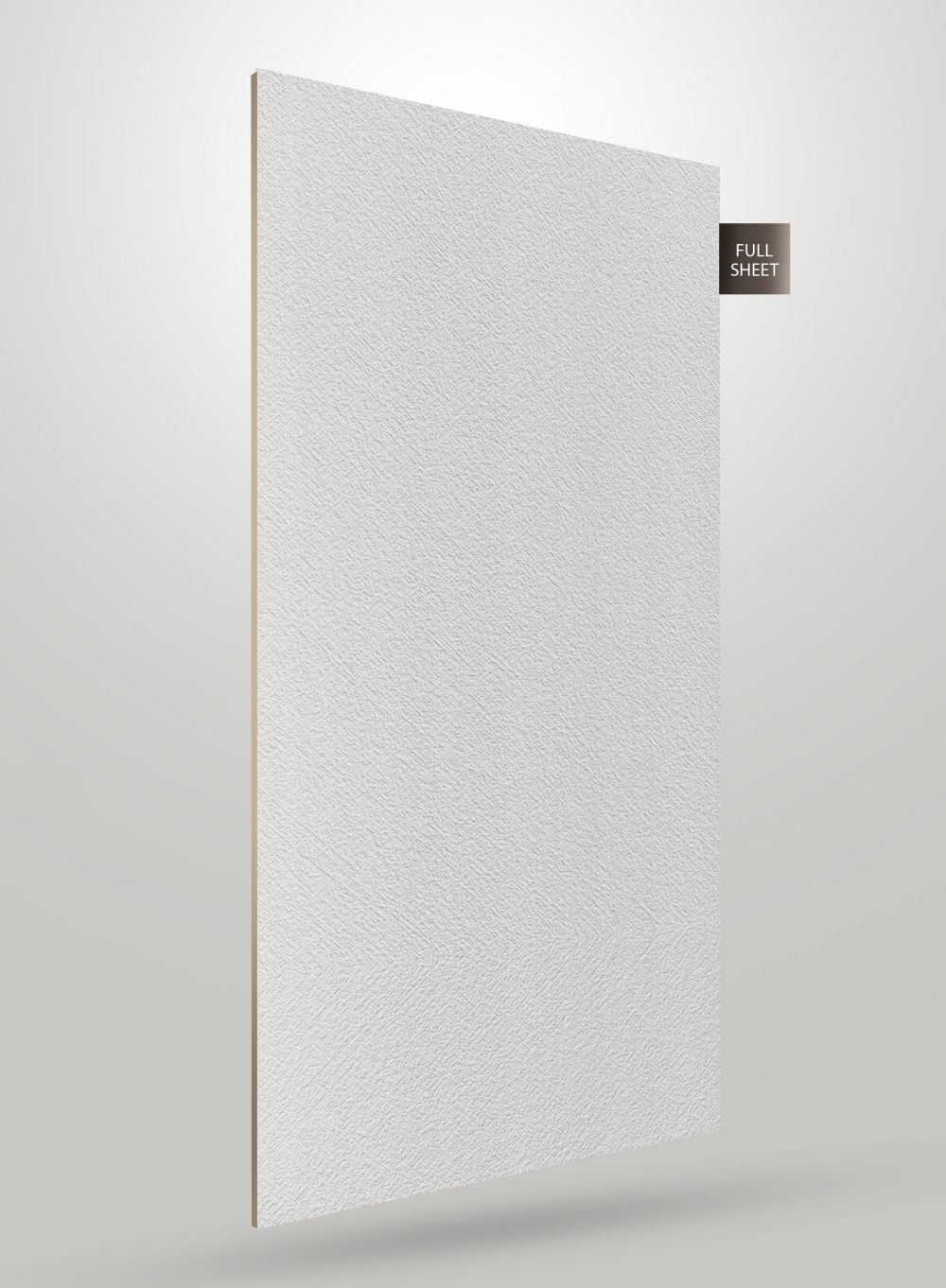 White leather laminate sheet with matte finish and textured surface, labeled full sheet.