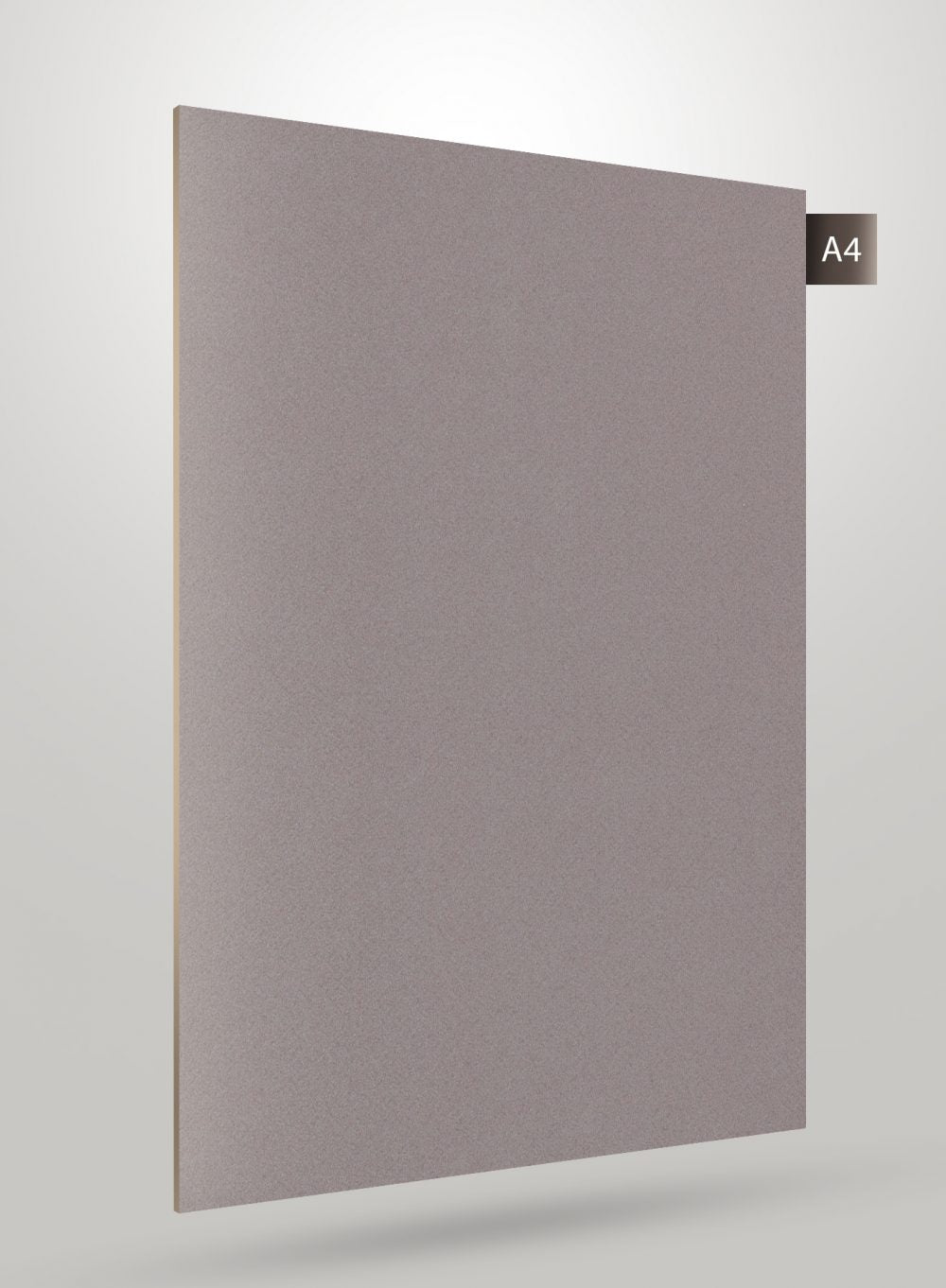 Matte grey laminate sheet with subtle texture and smooth edge, labelled A4, displayed on a plain background.