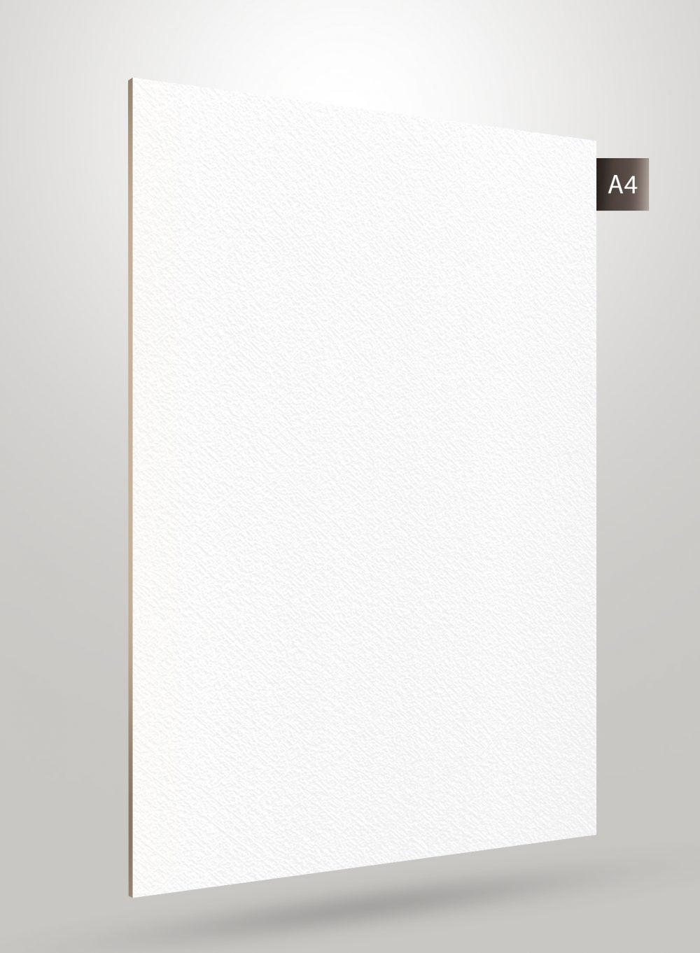 White leather laminate sheet with matte finish and textured surface, showing subtle diagonal grain pattern and smooth edge.