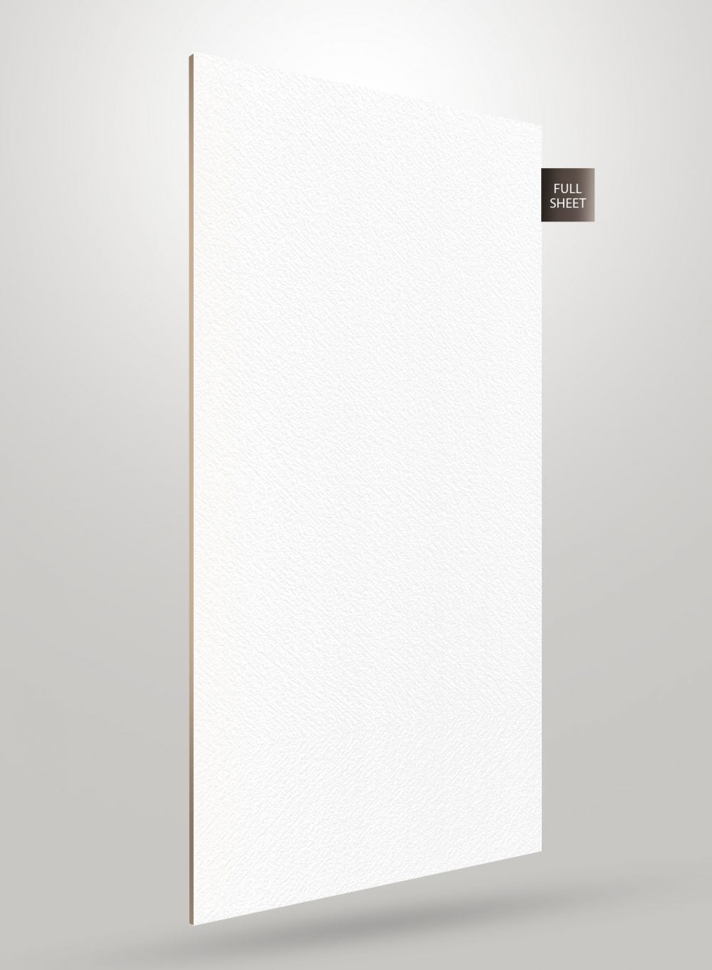 White leather laminate sheet with matte finish and textured surface, labeled full sheet.