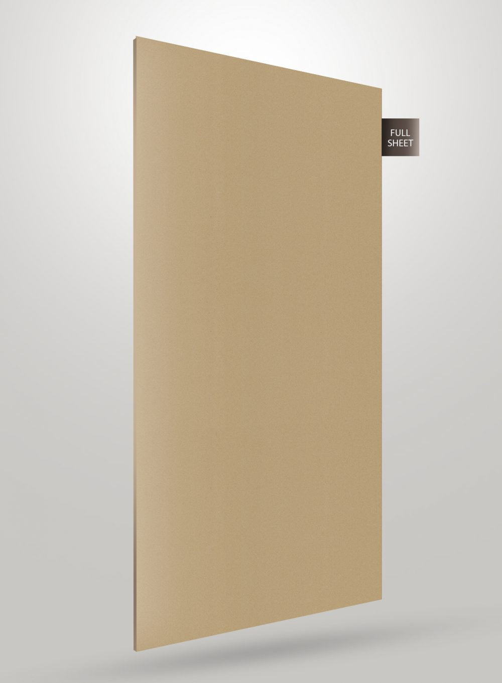 Beige matte leather laminate sheet with smooth texture and subtle sheen, displayed as full sheet.