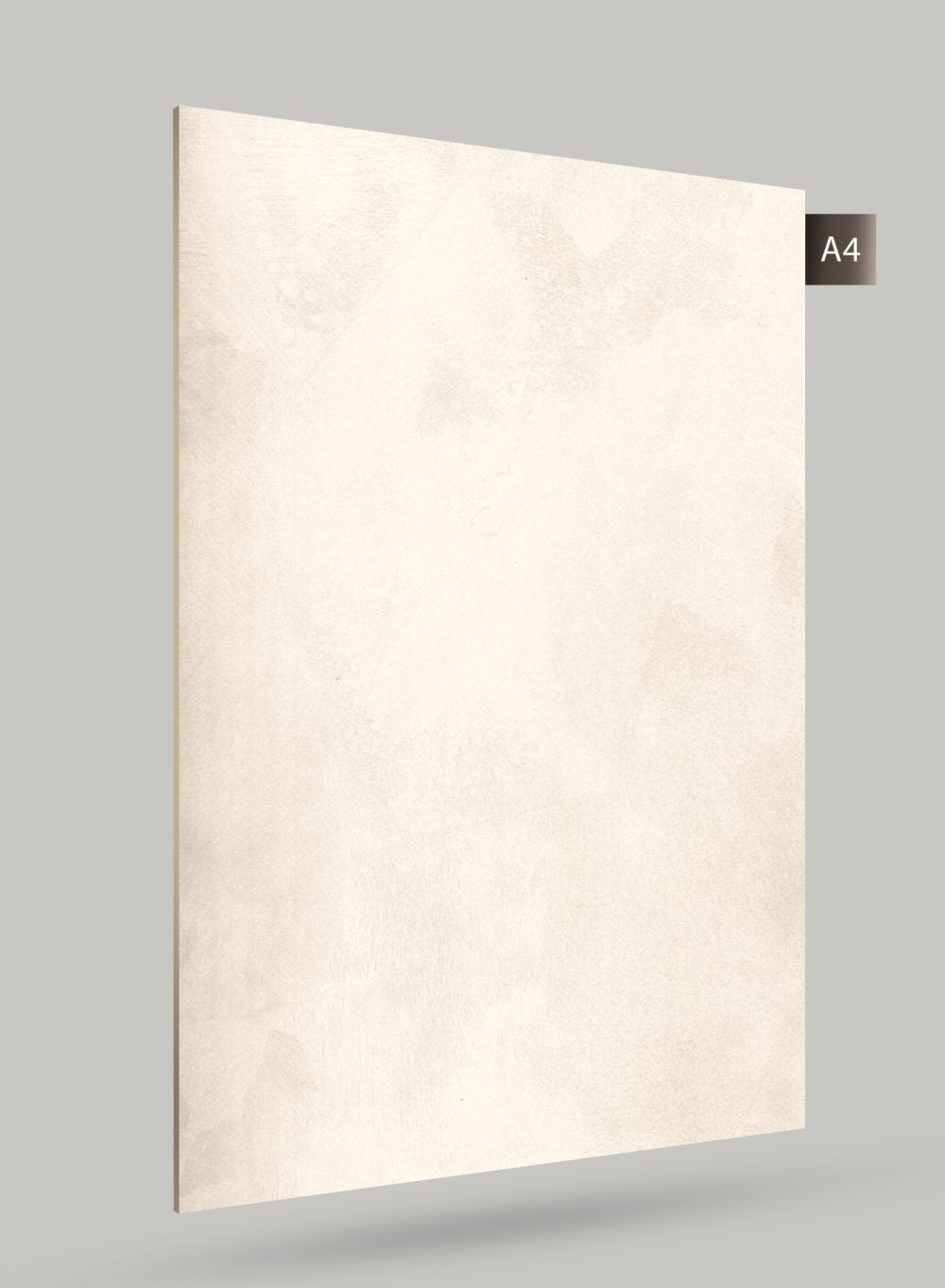 Ivory matte laminate sheet with subtle texture and marble pattern on a grey background