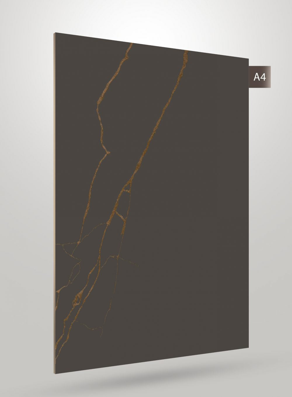 Grey marble laminate with gold veining and matte finish, decorative stone pattern visible on the surface.