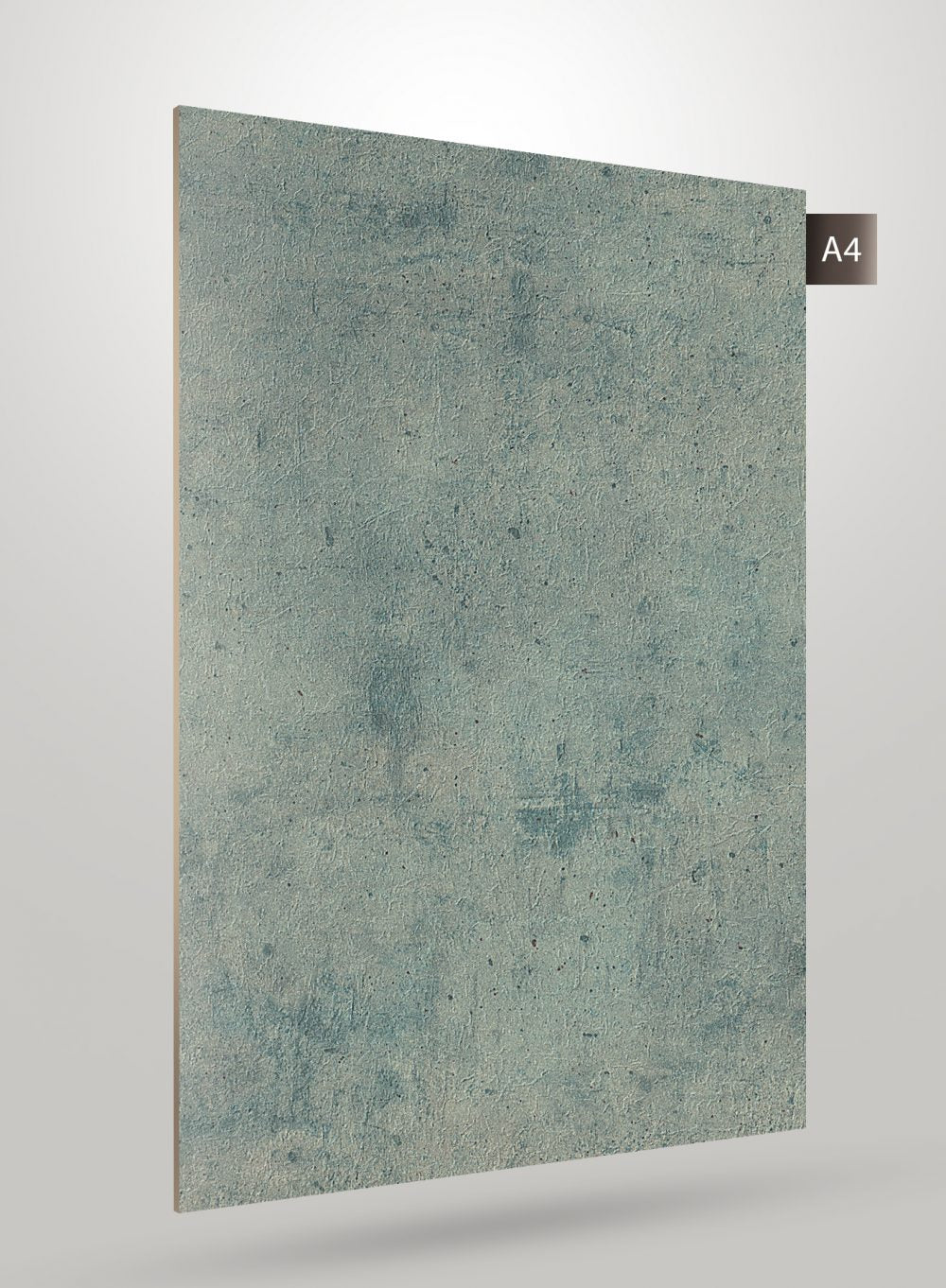 Grey matte stone laminate with textured finish and speckled pattern, showing subtle variations in tone and surface detail.