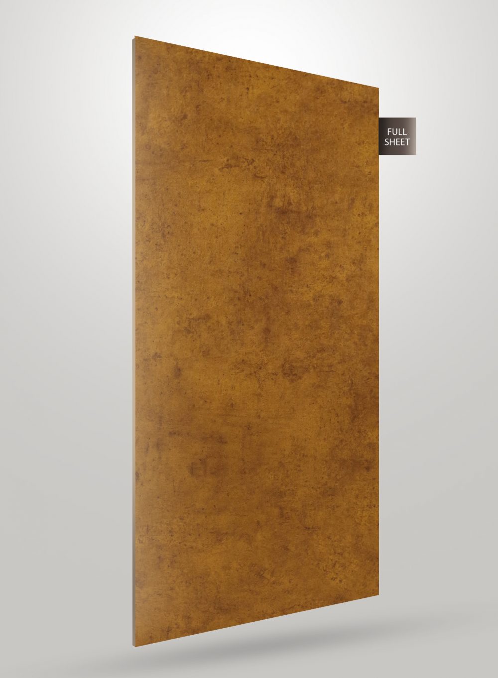Brown marble laminate sheet with matte finish and subtle texture, labeled full sheet.