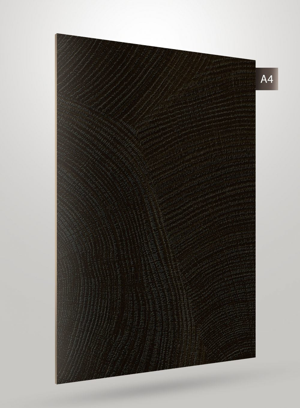 Dark brown wood grain decorative laminate with matte finish and textured pattern visible on its surface.