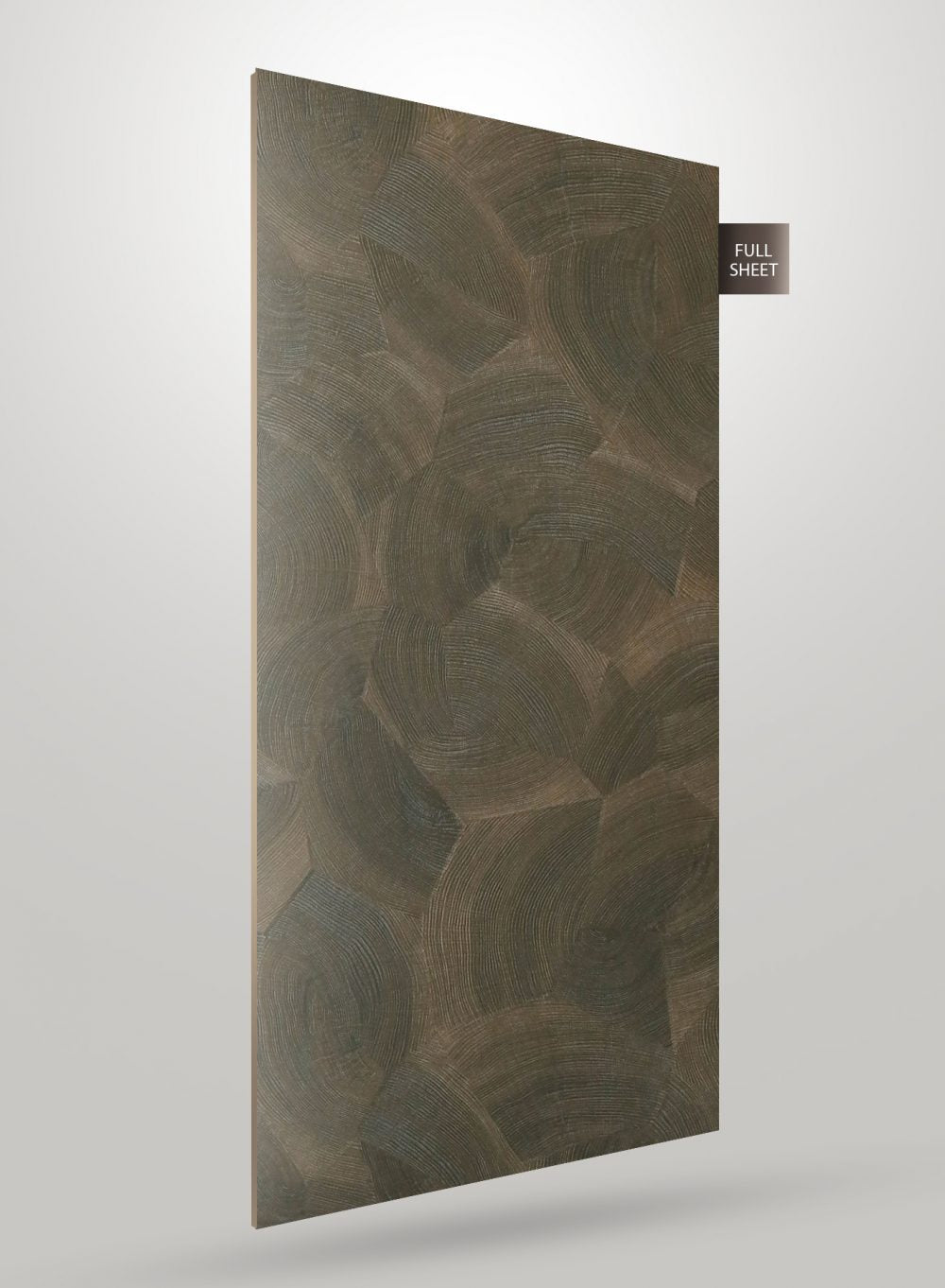 Multi-coloured wood grain decorative laminate with matte finish and textured pattern visible on full sheet surface.