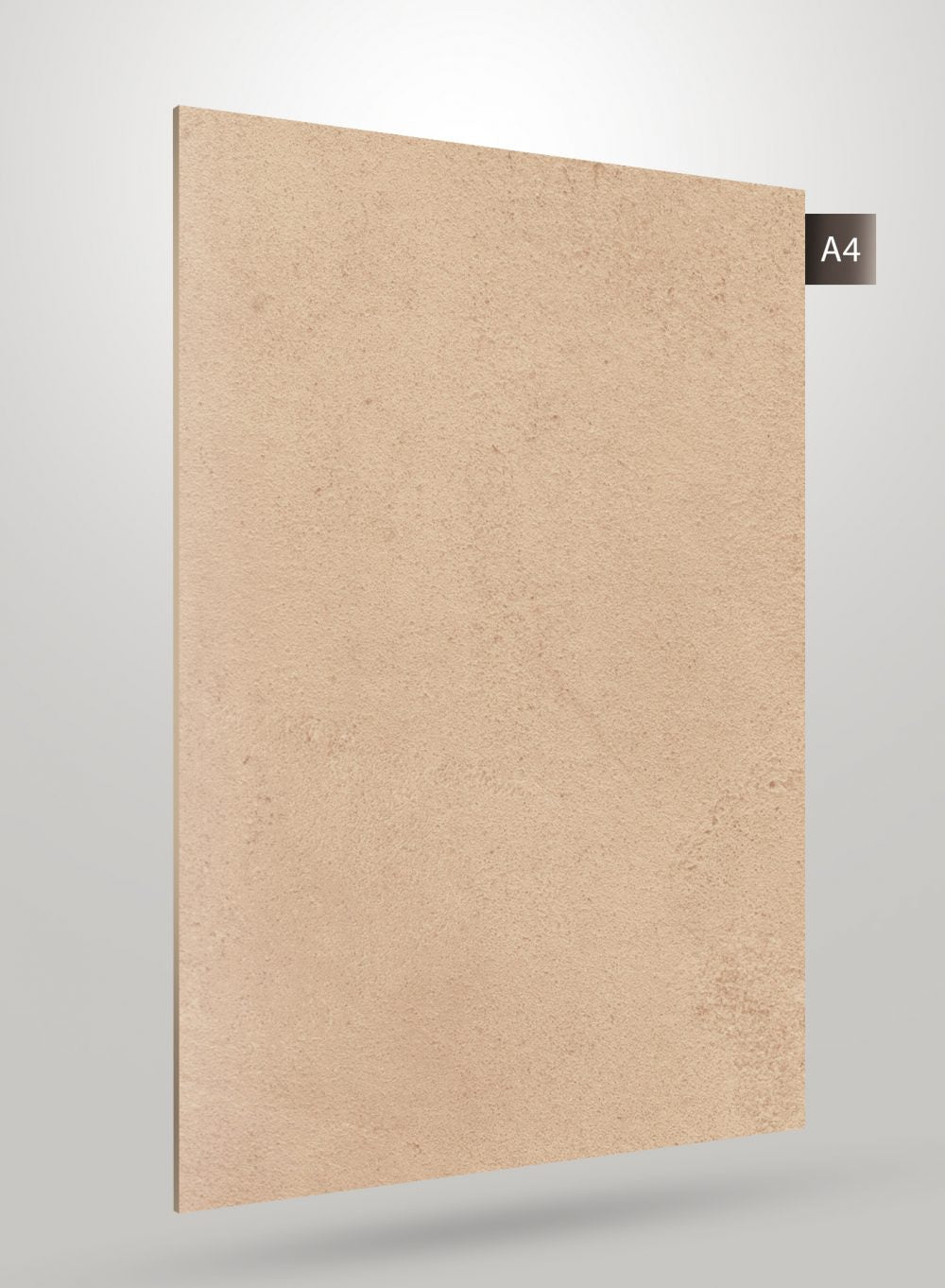 Beige matte laminate sheet with subtle texture and speckled pattern, decorative laminate for interior use.