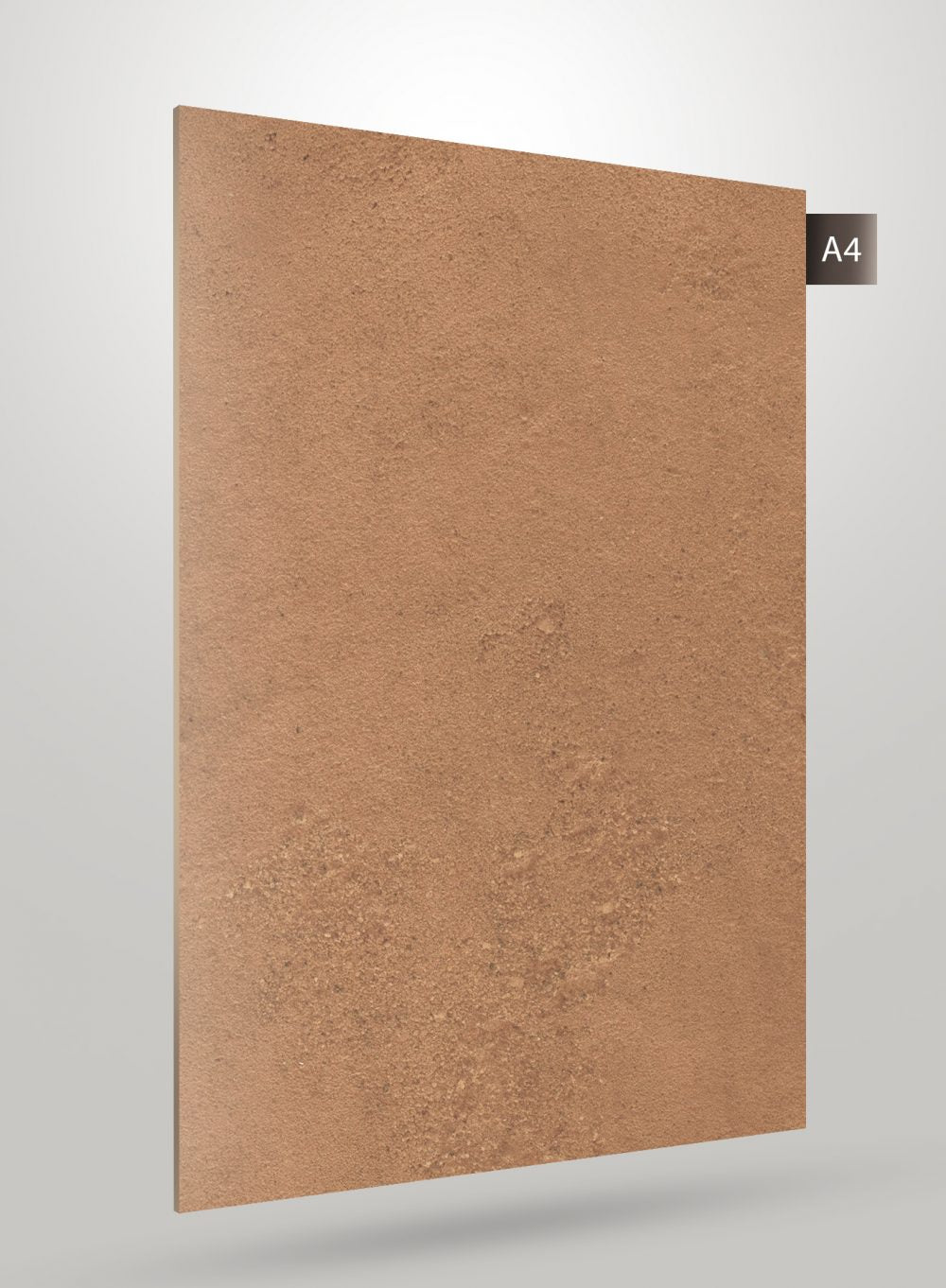Brown matte stone laminate sheet with textured surface and subtle speckles, resembling natural stone pattern.