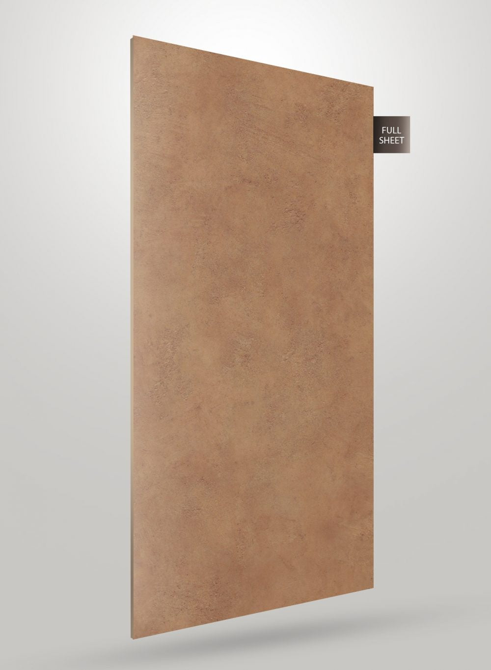 Brown matte decorative laminate sheet with stone texture and subtle pattern, labeled full sheet.