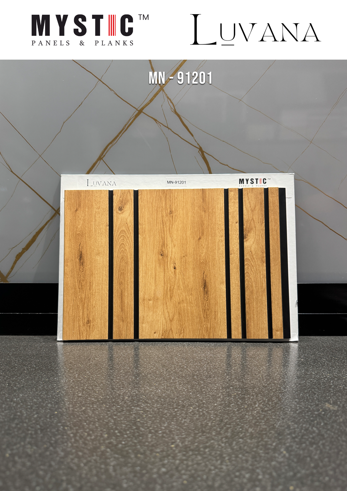 Honey oak wood-grain louver with black grooves MN-91201