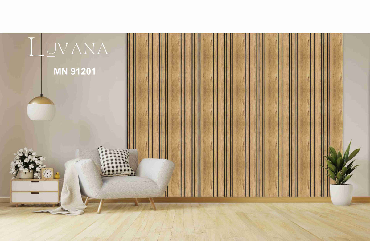 Honey oak wood-grain louver with black grooves MN-91201