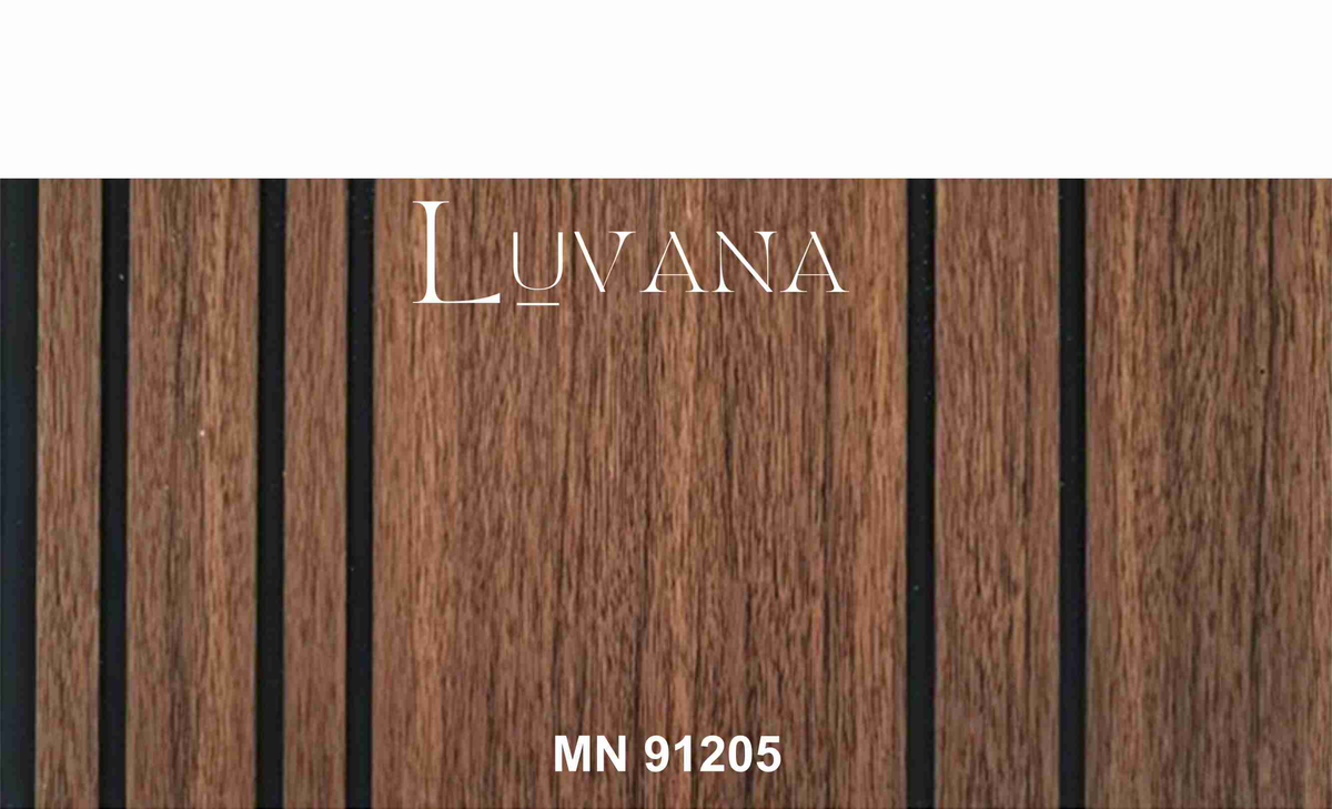 Luvana walnut wood-grain mixed-width louver panel, MN-91205