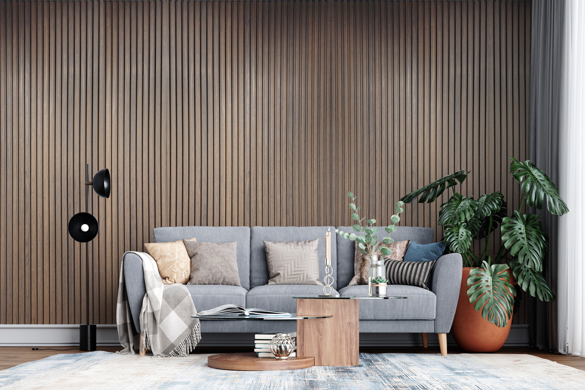 Dark wenge wood-grain fluted louver panel MN-91211