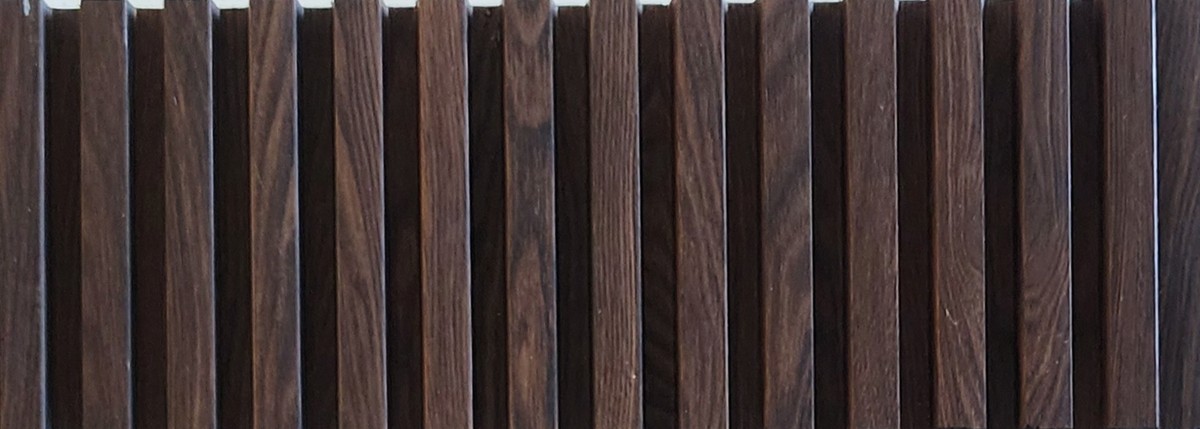 Dark walnut brown wood-grain fluted louver panel MN-91212
