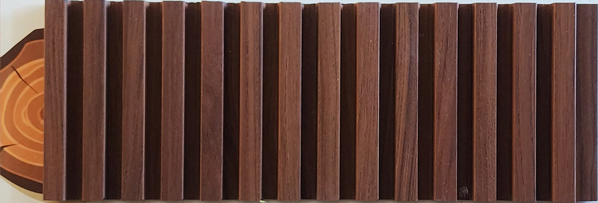 Reddish teak brown wood-grain fluted louver panel MN-91213
