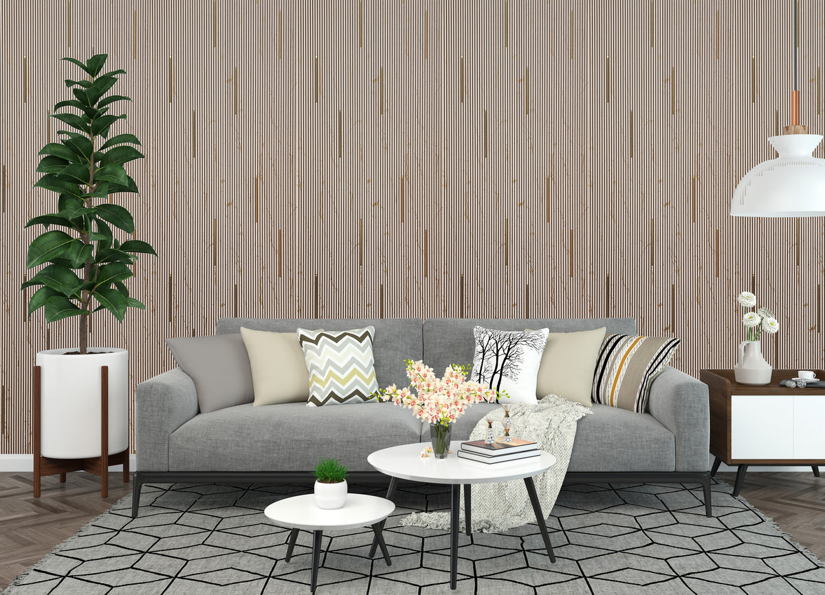 Beige marble louver panel with gold veins and gold inlay strips, Mystic MN-91216