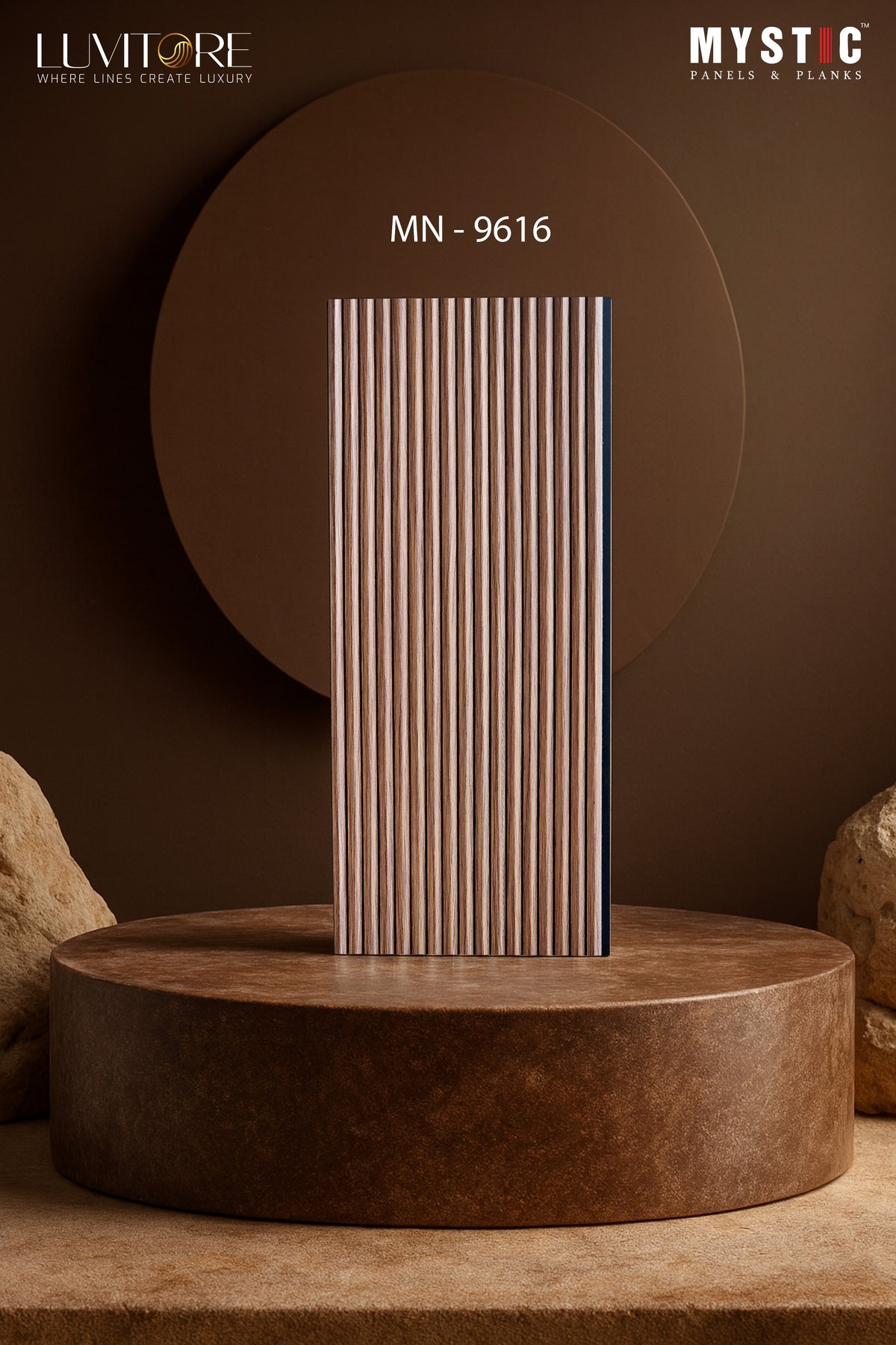 Light oak wood-grain fine fluted louver panel, Mystic Luvitore MN-9616