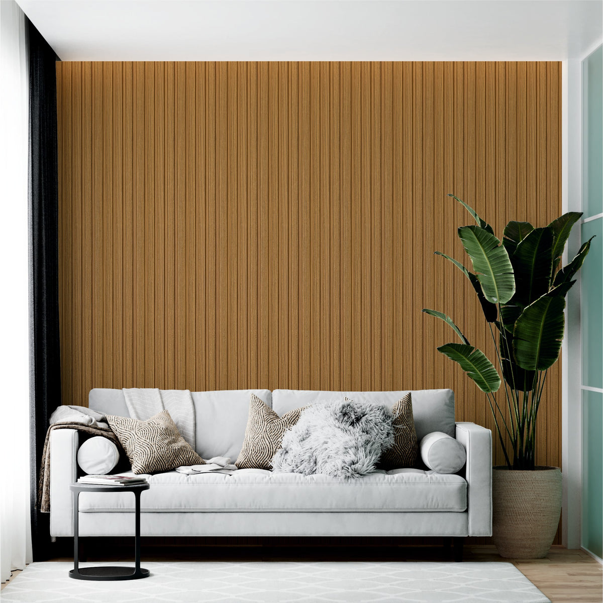 Brown fluted wood-grain louver panel MN 151