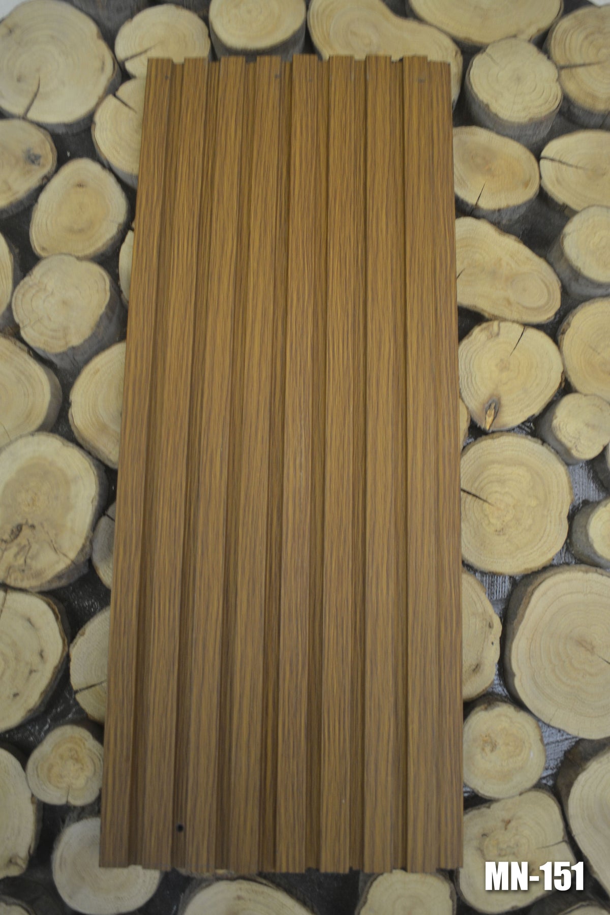 Brown fluted wood-grain louver panel MN 151