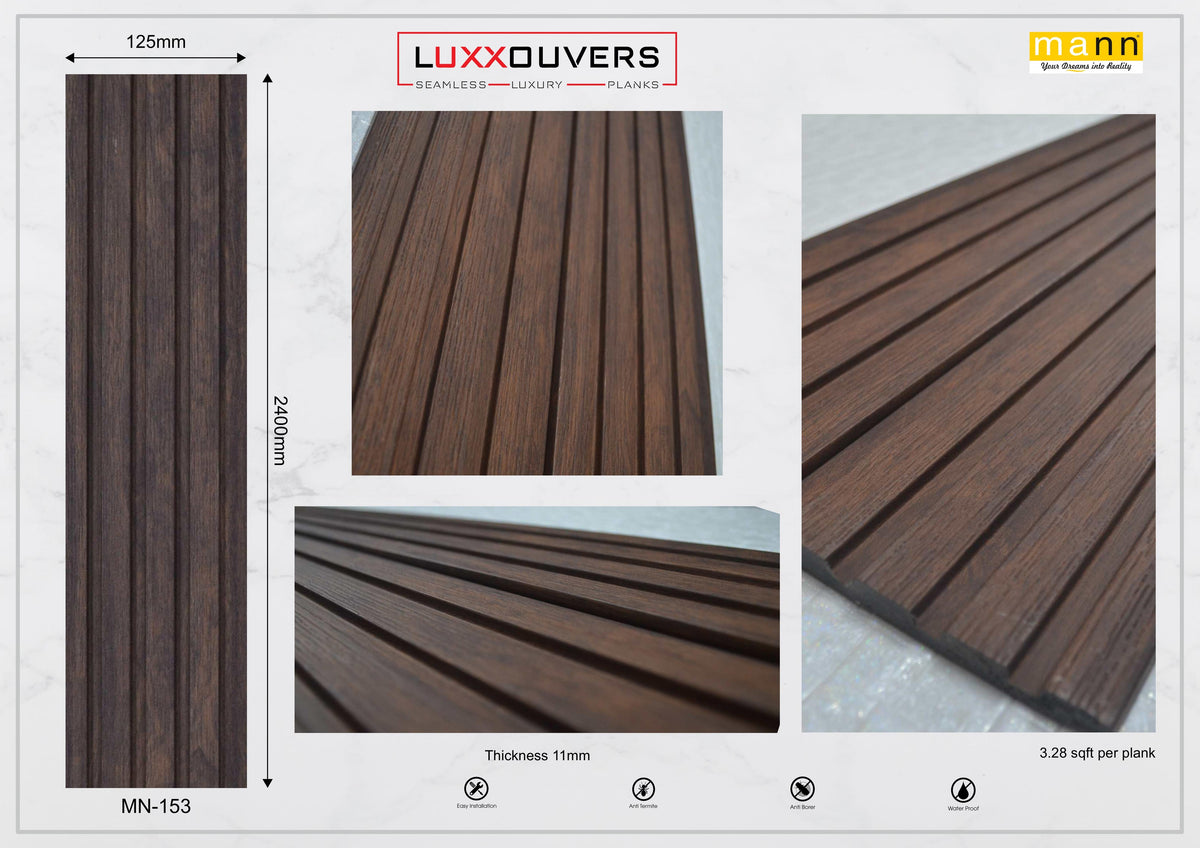 Black textured wood-grain louver panel MN-153