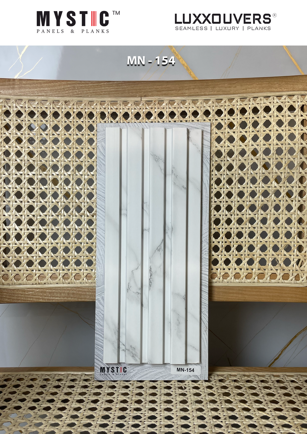 White marble-veined louver face MN-154
