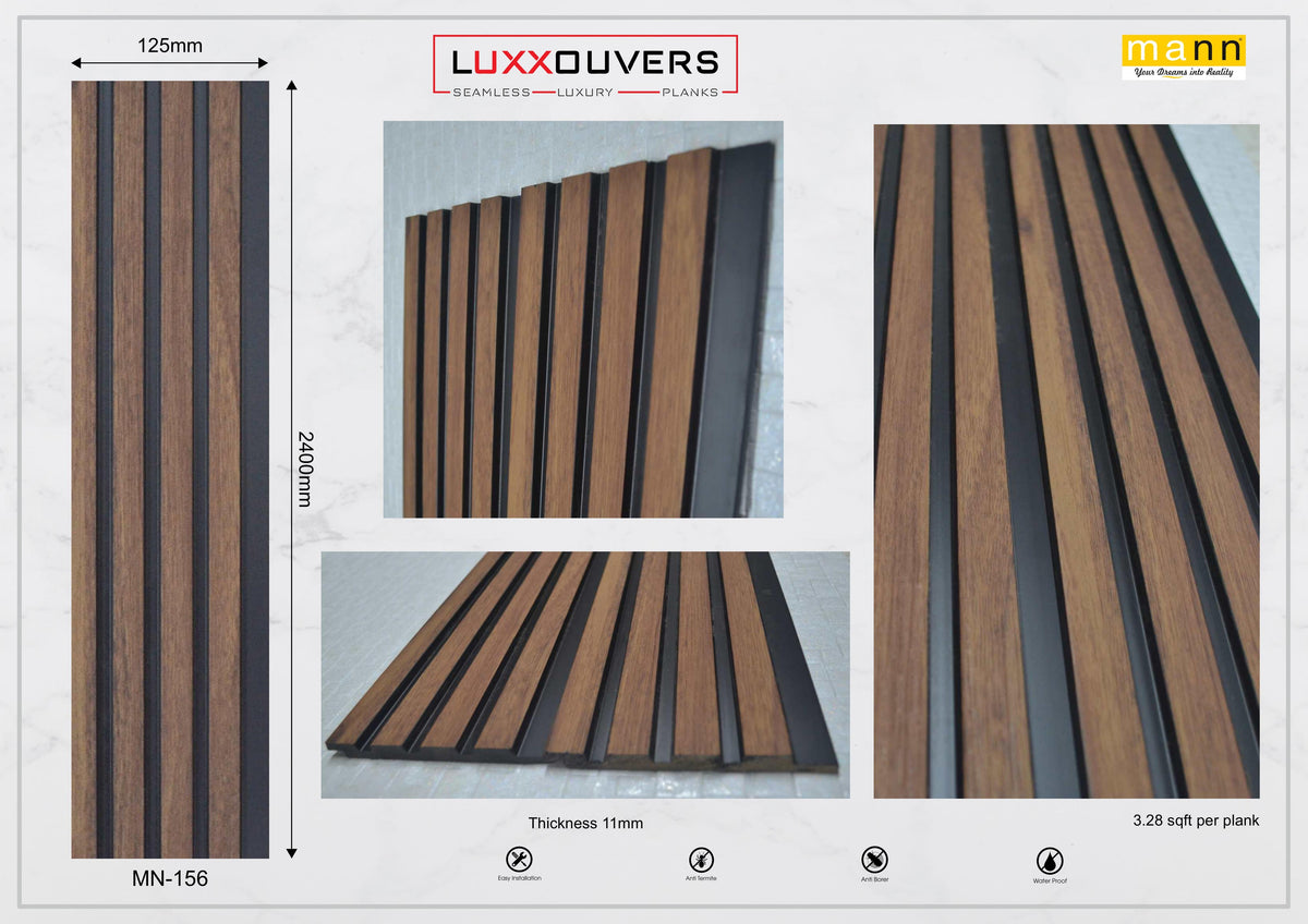 Walnut wood-grain louver with black grooves MN-156