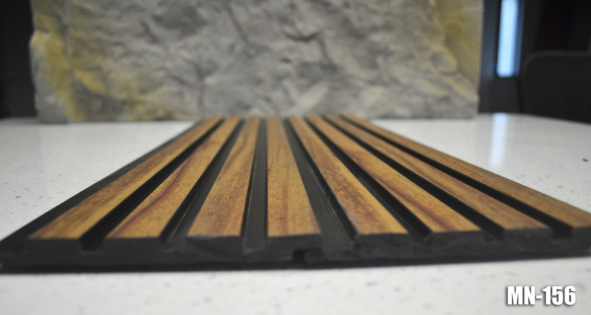 Walnut wood-grain louver with black grooves MN-156