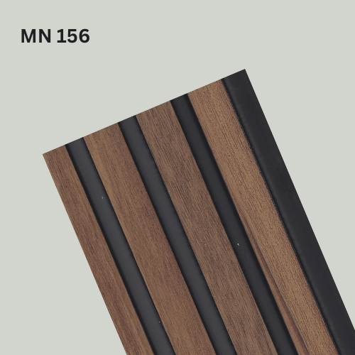 Walnut wood-grain louver with black grooves MN-156