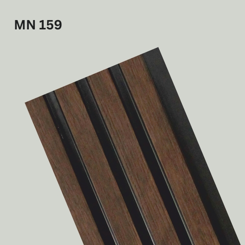 Dark brown wood-grain louver panel with black inserts, MN 159
