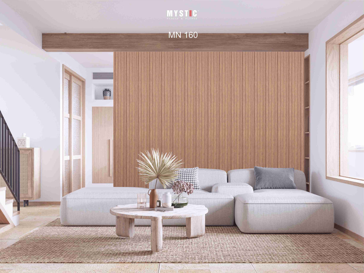 Brown wood-grain louver panel, MN 160