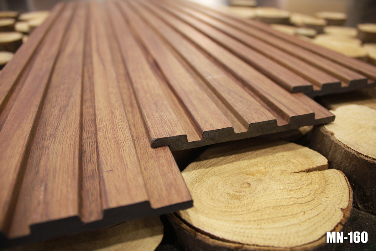 Brown wood-grain louver panel, MN 160
