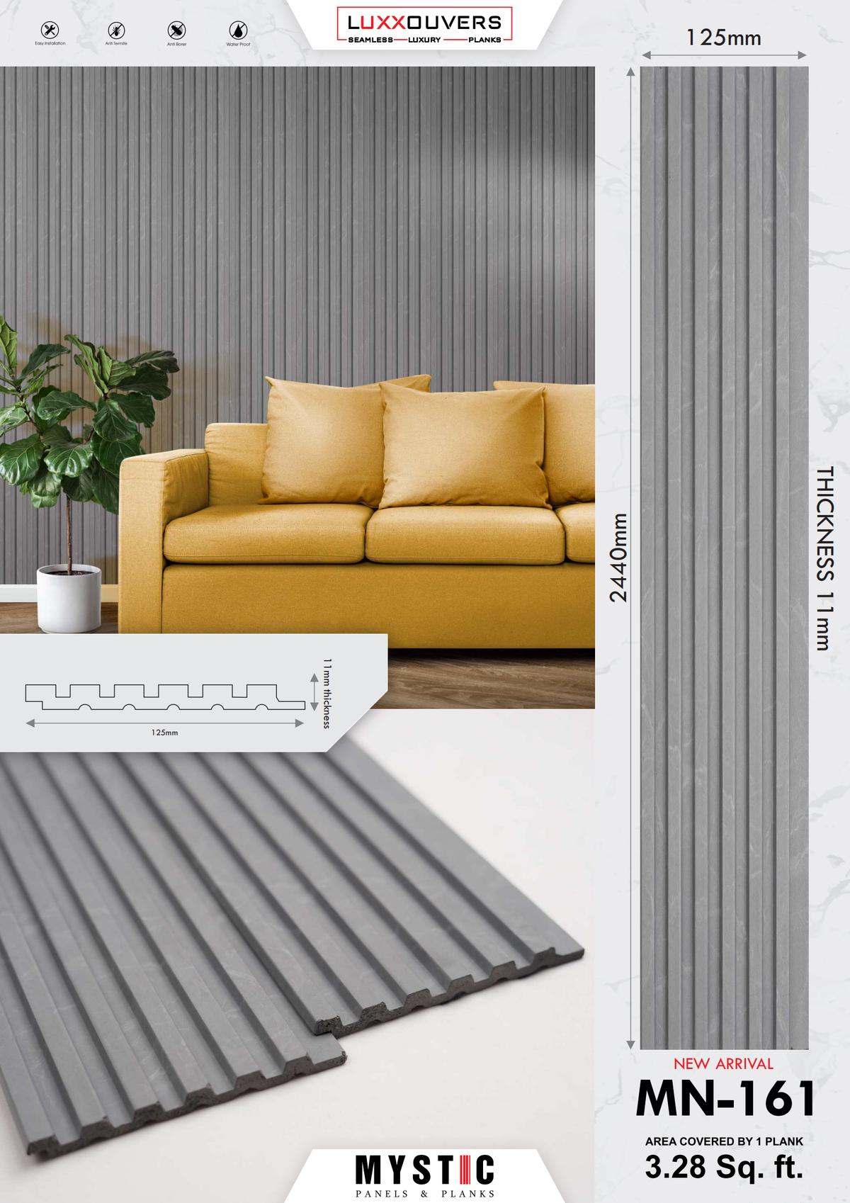 Light grey marble-look louver MN-161