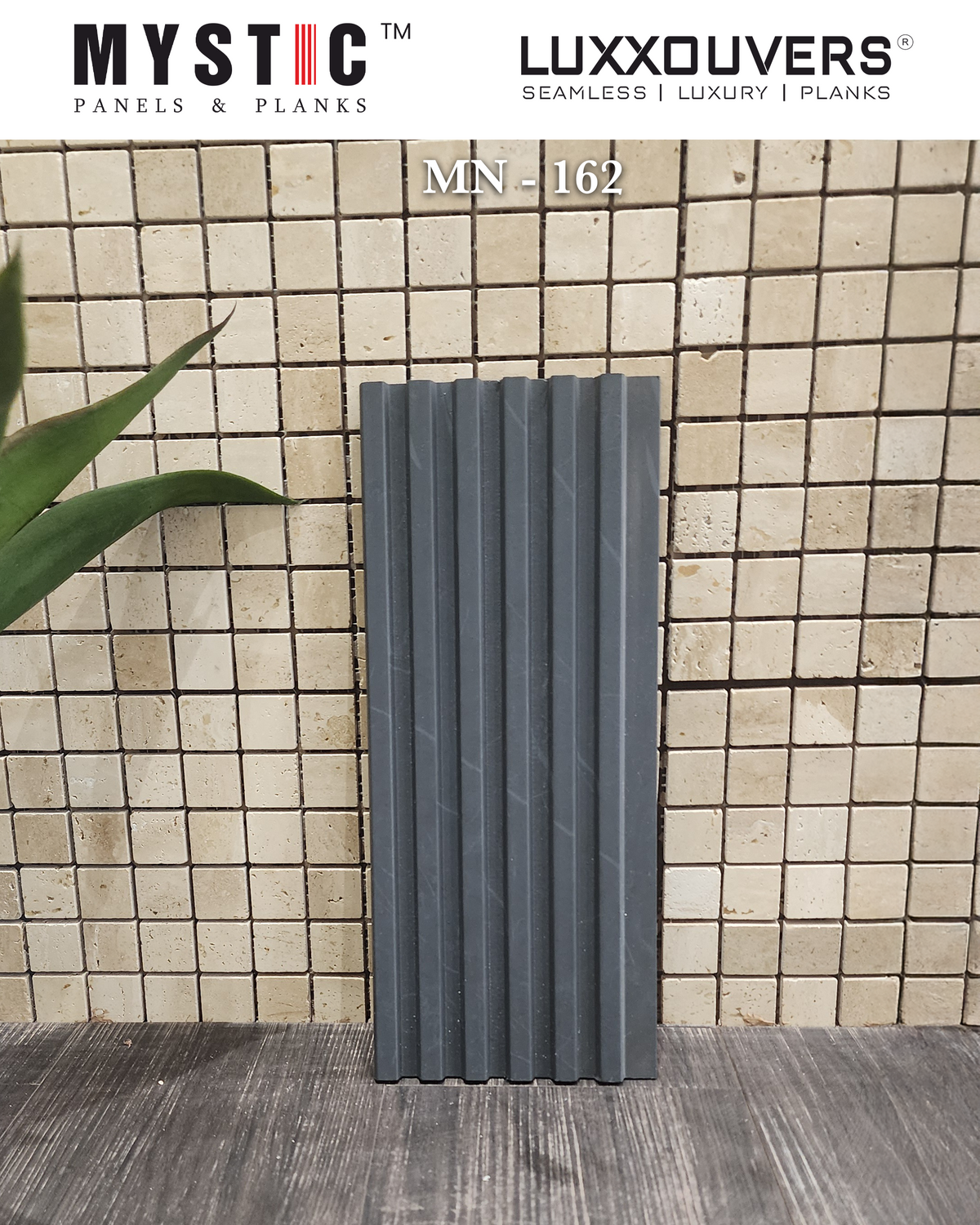Dark grey slate-look fluted louver face MN-162