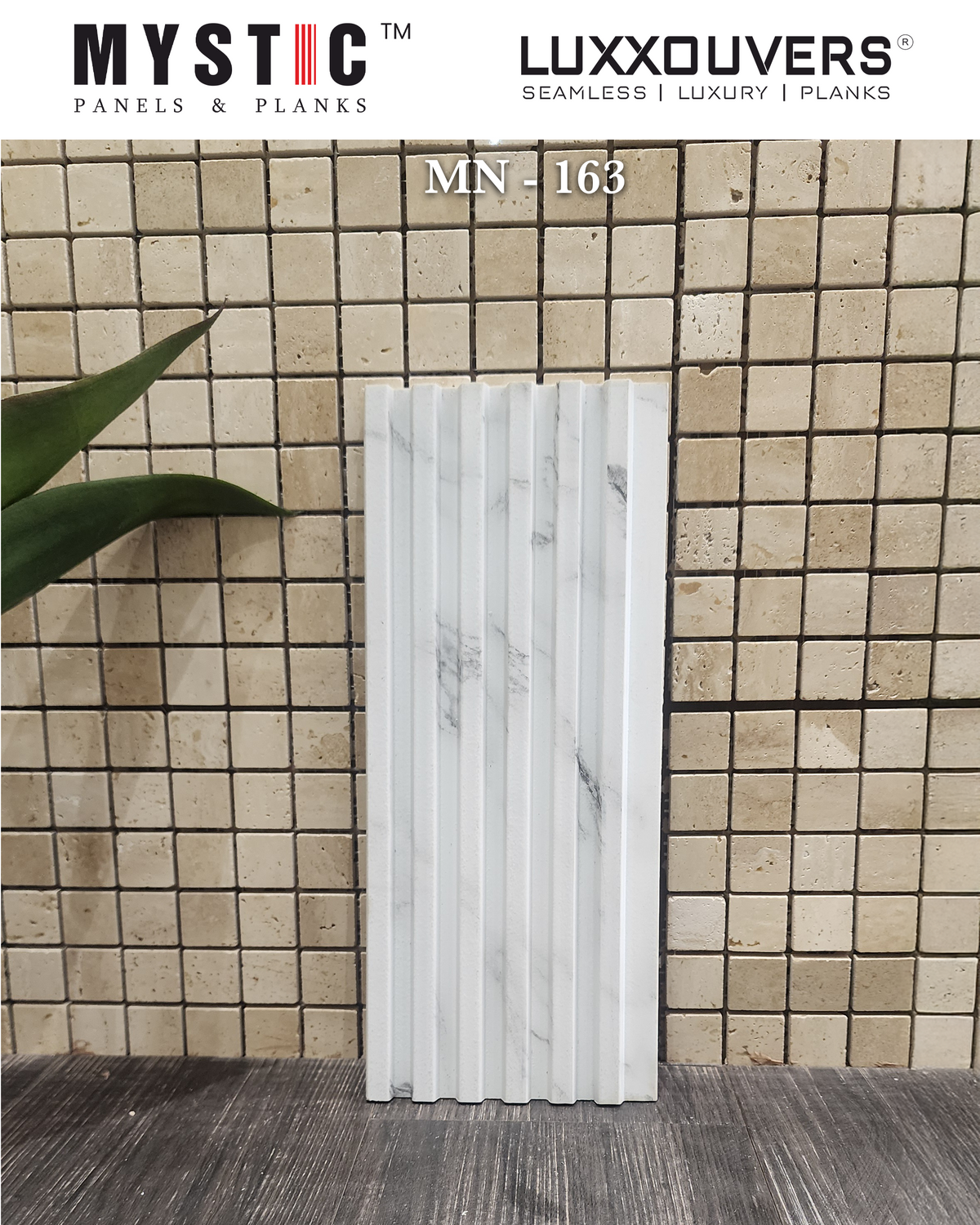 White marble fluted louver face MN-163