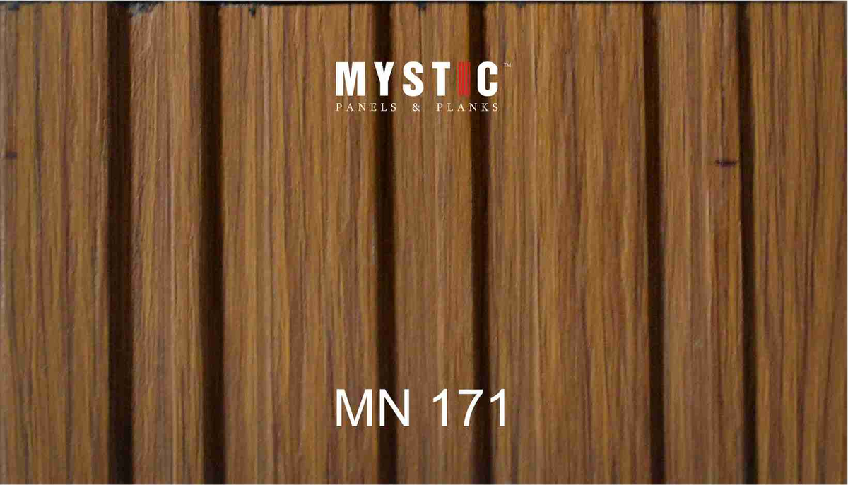 Mystic MN-171 golden brown wood-grain fluted louver panel, code 171
