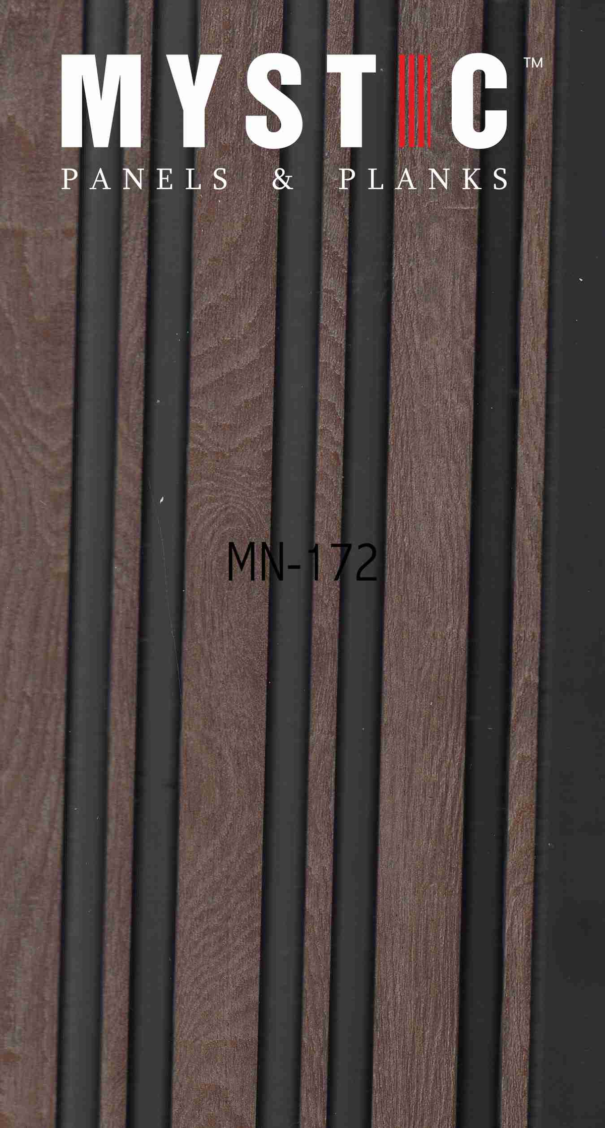 Mystic MN-172 brown wood-grain and black fluted louver panel, code 172