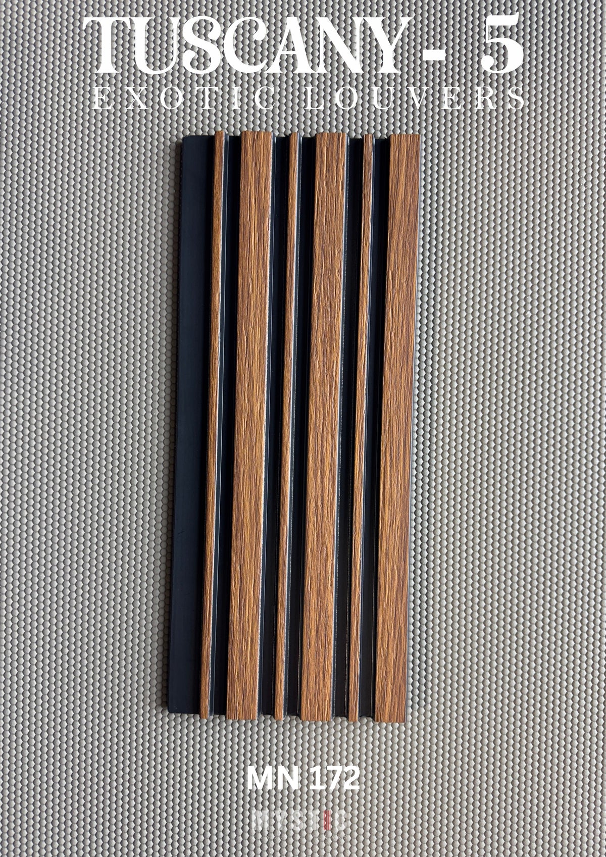 Mystic MN-172 brown wood-grain and black fluted louver panel, code 172
