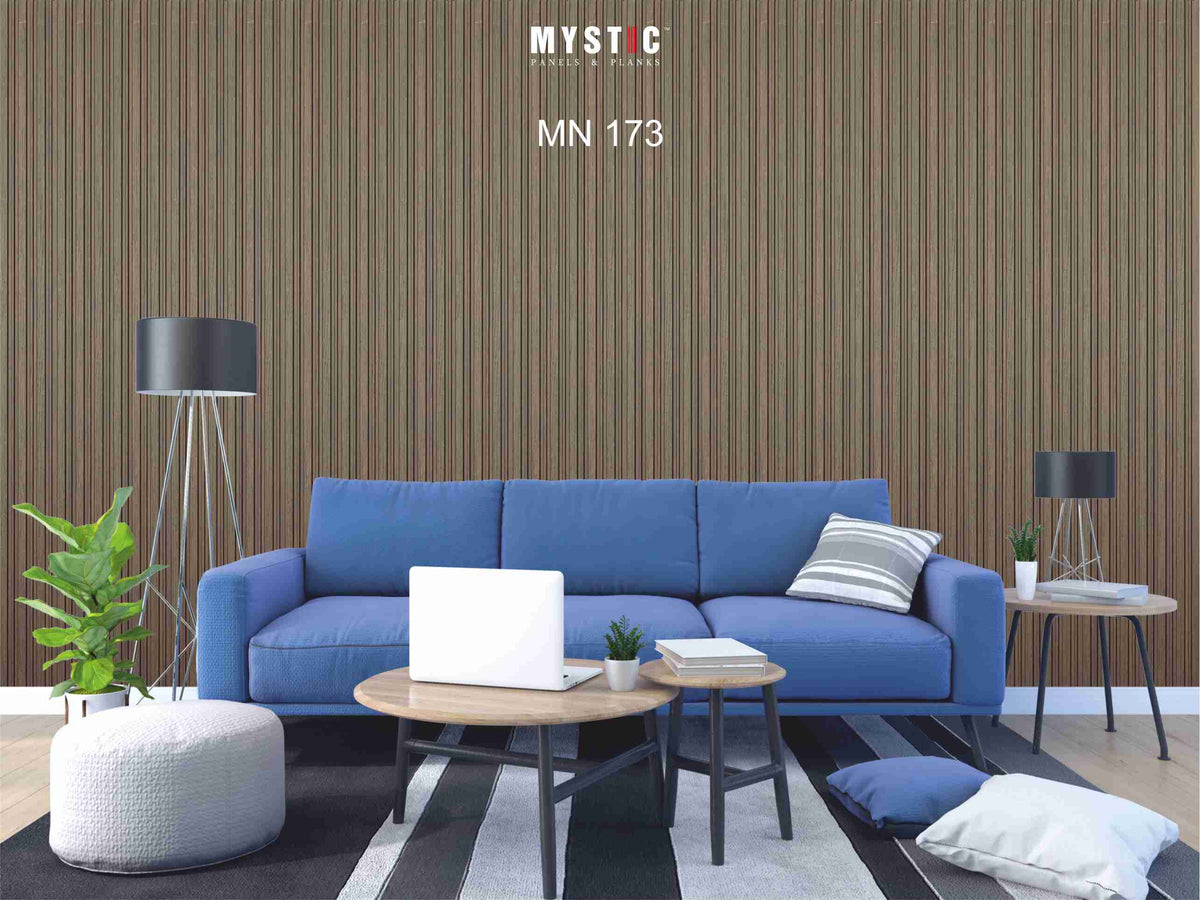 Mystic MN-173 dark brown wood-grain fluted louver panel, code 173
