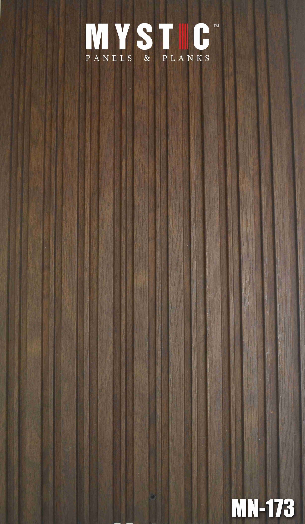 Mystic MN-173 dark brown wood-grain fluted louver panel, code 173