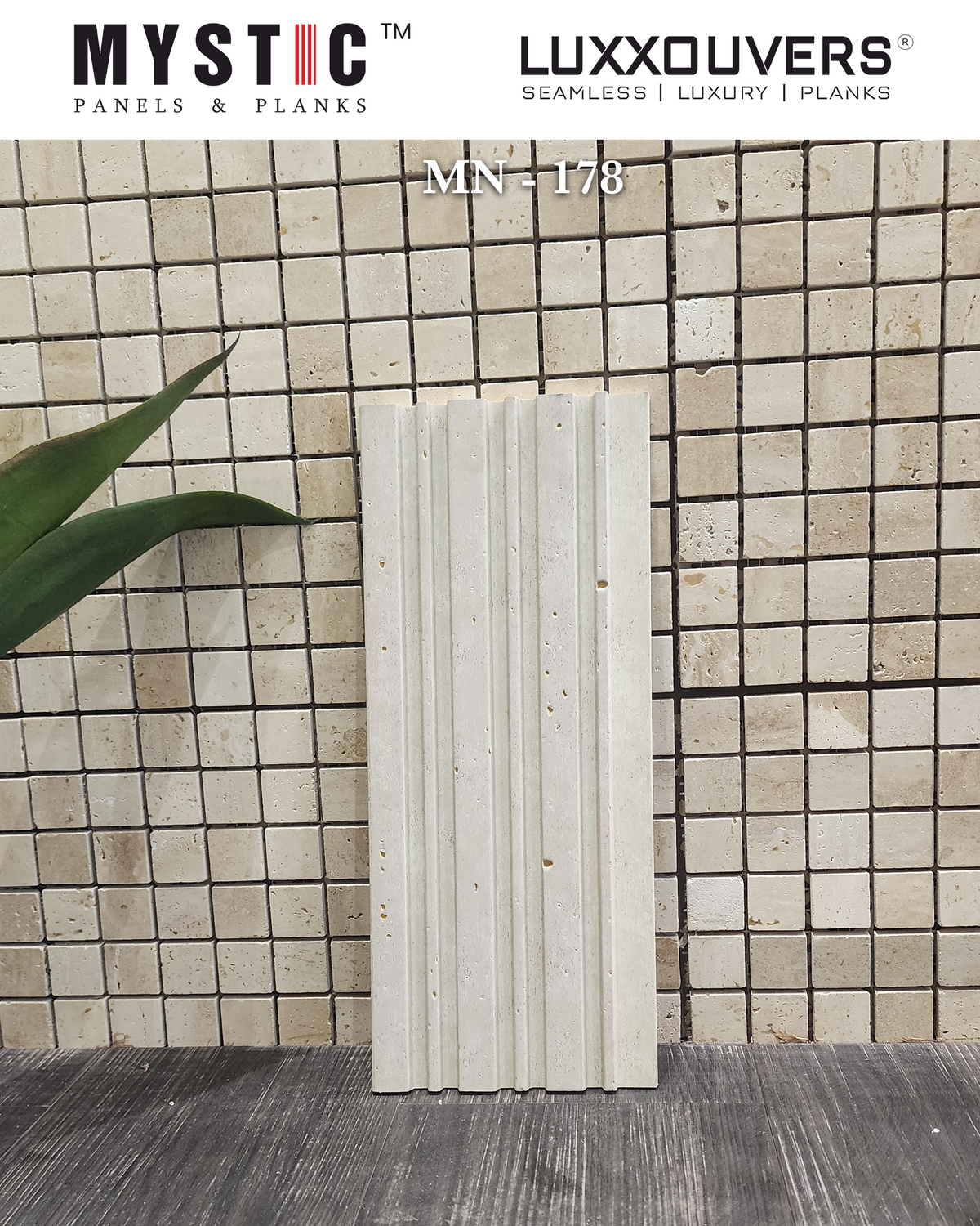 Mystic MN-178 pink-grey concrete look fluted louver face