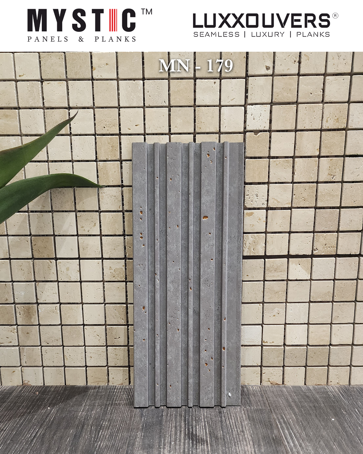Mystic MN-179 blue-grey concrete look fluted louver face